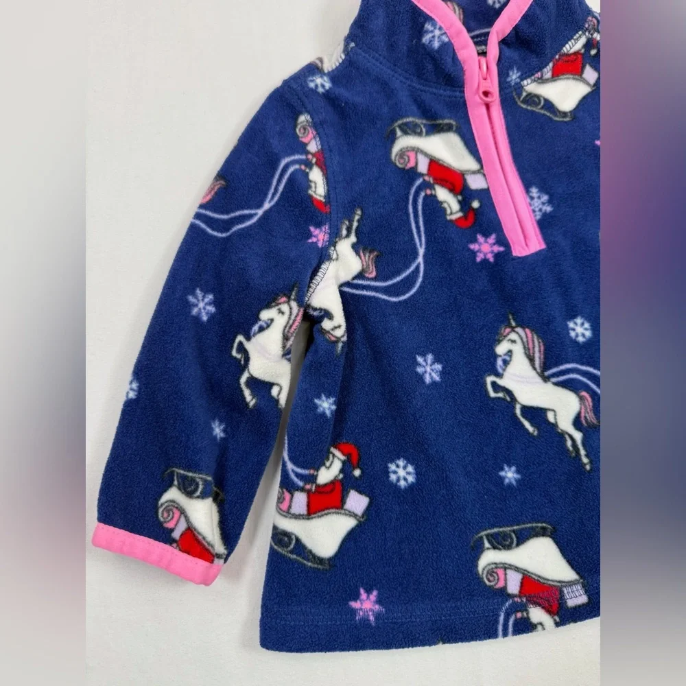 OSHKOSH B’GOSH Baby Girls’ Cozie Santa Unicorn Fleece Quarter Zip Jacket Size 6M